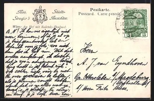 AK Wien, Am Hof, Radetzky-Denkmal, Markttag