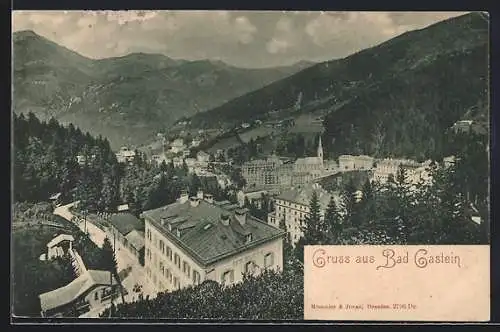 AK Bad Gastein, Café Belle Vue aus der Vogelschau