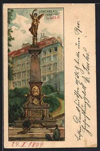 Künstler-AK Wien, Ansicht vom Liebenberg-Denkmal