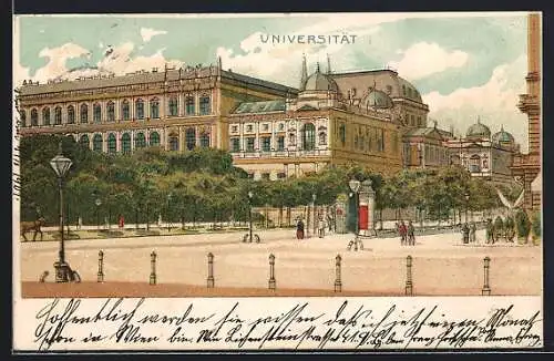 Lithographie Wien, Universität mit Litfasssäule