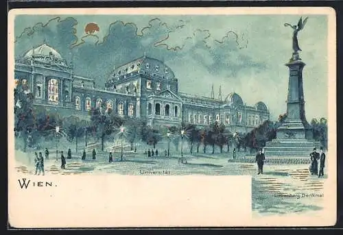 Lithographie Wien, Universität und Liebenberg-Denkmal