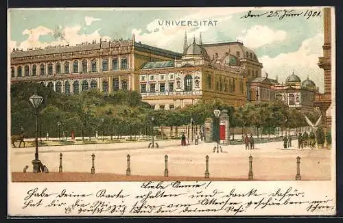 Lithographie Wien, Universität mit Litfasssäule