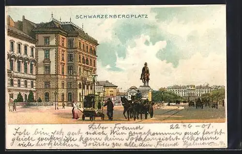 Lithographie Wien III, Schwarzenbergplatz, Um 1900