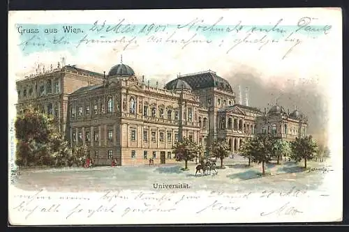 Lithographie Wien, Darstellung der Universität