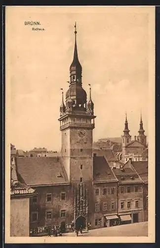 AK Brünn, Rathaus aus der Vogelschau