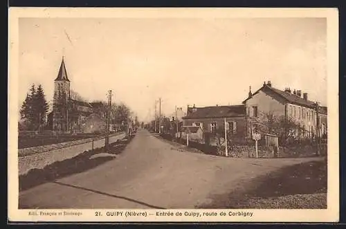 AK Guipy /Nièvre, Entrée du Guipy, route de Corbigny