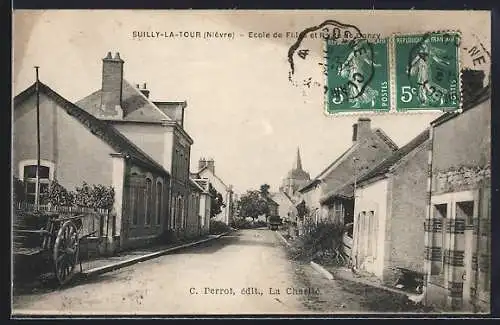 AK Suilly-La-Tour /Nièvre, Ecole de Filles et Route de Donzy