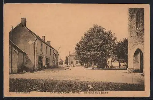 AK Saxi-Bourdon /Nièvre, La Place de l`Eglise