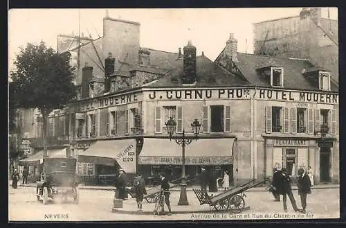 AK Nevers, Avenue de la Gare et Rue du Chemin de fer