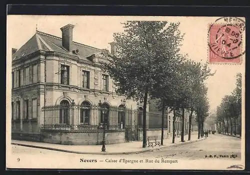 AK Nevers, Caisse d`Espargne et Rue du Rempart