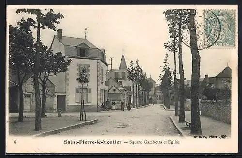 AK Saint-Pierre-le-Moutier, Square Gambetta et Eglise