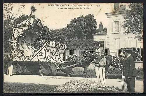 AK Fourchambault, Cavalcade du 17 Mai 1908, Char des Prévoyants de l`Avenir