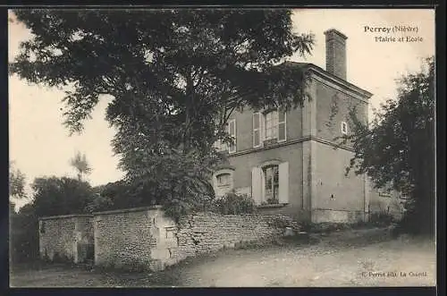 AK Perroy /Nièvre, Mairie et Ecole