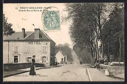 AK Neuvy-sur-Loire, Grande Rue et Route de Paris
