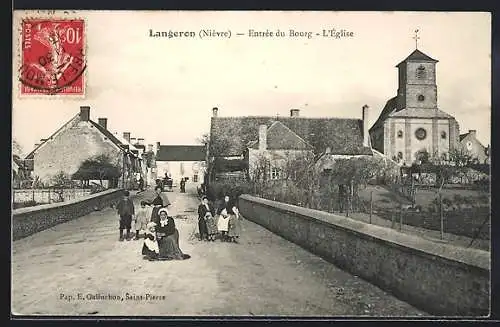 AK Langeron /Nièvre, Entrée du Bourg, L`Église