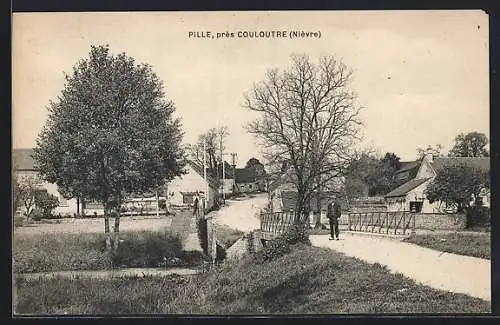 AK Pille près Couloutre, Ortspartie mit Brücke