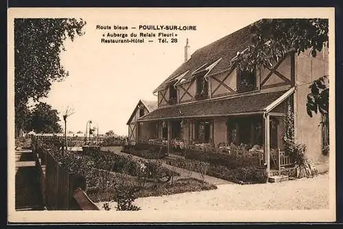 AK Pouilly-sur-Loire, Auberge du Relais Fleuri, Restaurant-Hôtel, Route bleue