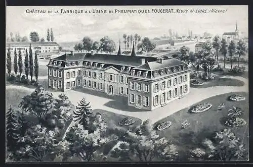 AK Neuvy-sur-Loire, Château de la Fabrique à l`Usine de Pneumatiques Fougerat