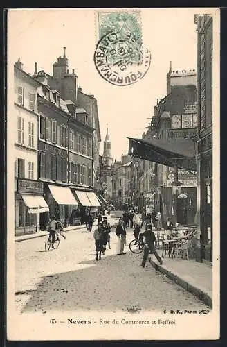 AK Nevers, Rue du Commerce et Beffroi