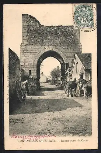 AK Saint-Vérain-en-Puisaye, ruines porte de Cosne