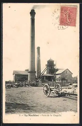 AK La Machine, Puits de la Chapelle avec cheminée et bâtiments industriels