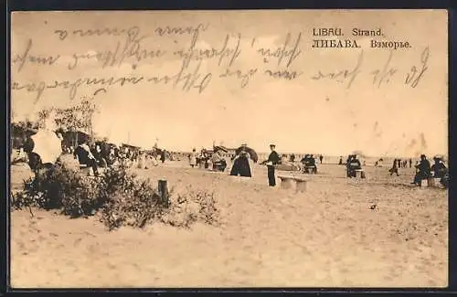 AK Libau, Urlauber am Strand