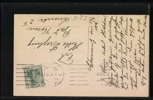 AK Engel beschützt deutschen und österreichischen Soldaten, vermenschlichte Skulptur