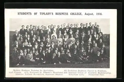 AK Students of Tiplady`s Business College, 1916