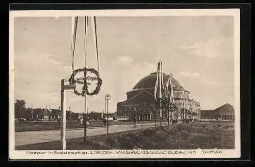 AK Hannover, 9. Deutsches Sängerbundesfest 1924, Stadthalle