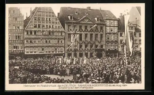 AK Hannover, Sängerbundesfest 1924, Empfang auf dem Marktplatz