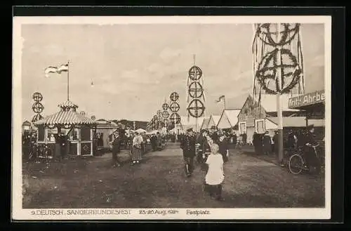 AK Hannover, 9. Deutsches Sängerbundesfest 1924, Besucher auf dem Festplatz