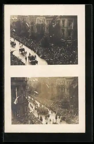 Foto-AK Hannover, 9. Deutsches Sängerbundesfest 1924, Kutschen und Kapelle auf dem Festumzug