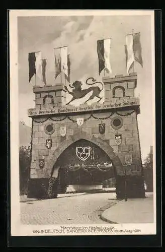 AK Hannover, 9. Deutsch. Sängerfest 1925, Das deutsche Handwerk begrüsst die deutschen Sänger