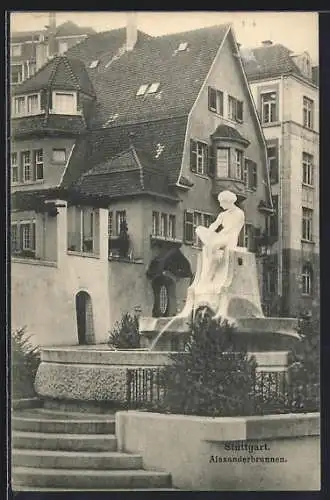 AK Stuttgart, Partie am Alexanderbrunnen