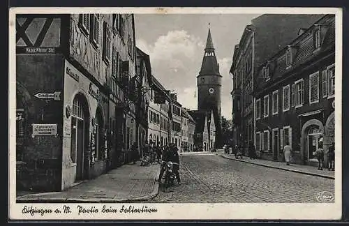 AK Kitzingen, Partie beim Falterturm mit Falterstrasse