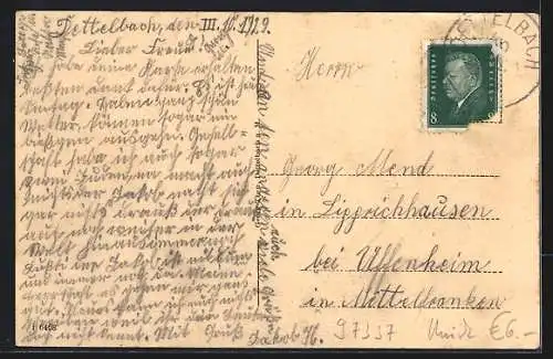 Künstler-AK Dettelbach am Main, Partie am Bach