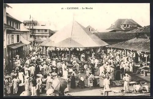 AK Cayenne, Le Marché, Marktplatz am Markttag