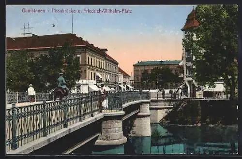 AK Gumbinnen, Pissabrücke u. Friedrich-Wilhelm-Platz