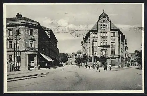 AK Sarajewo, Strassenpartie mit Hotel Royal