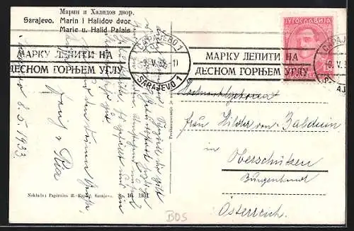 AK Sarajewo, Strassenpartie mit Hotel Royal