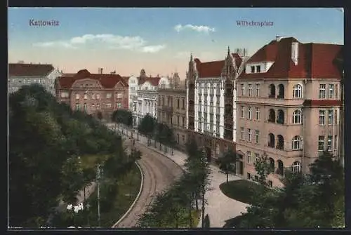 AK Kattowitz, Blick auf den Wilhelmsplatz