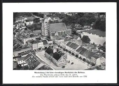 AK Wartenburg, Auf dem viereckigen Marktplatz das Rathaus