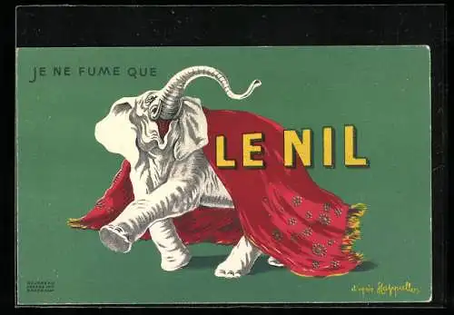 Künstler-AK sign. Cappiello: Je ne Fume Que -Le Nil, Elefant, Tabak