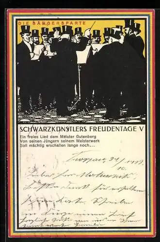 AK Wiesbaden, Verband d. deutschen Buchdrucker, Johannisfest, Dirigent mit Sängern