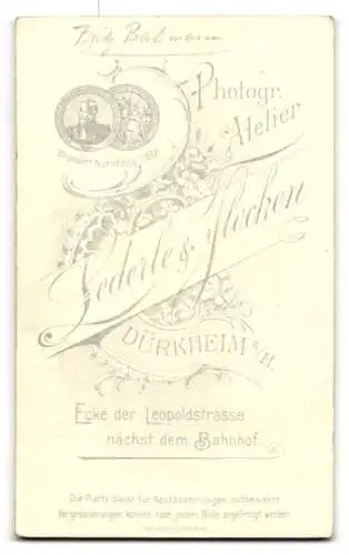 Fotografie Lederle & Flocken, Dürkheim a. H., Leopoldstrasse, Portrait eines jungen Mannes