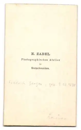 Fotografie E. Zabel, Neuhaldensleben, Porträt eines Mannes mit Bart