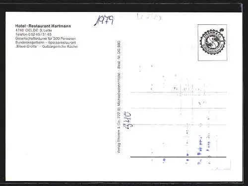 AK Oelde, Lette, Hotel-Restaurant Hartmann, Innenansicht