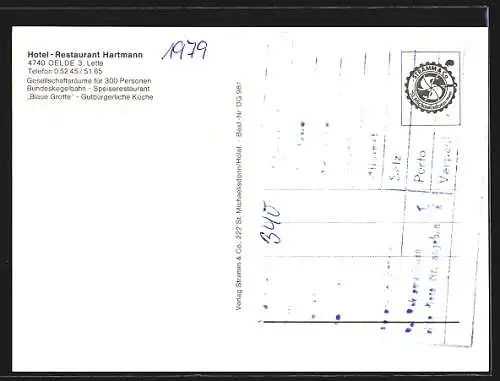 AK Oelde, Lette, Hotel-Restaurant Hartmann, Innenansicht
