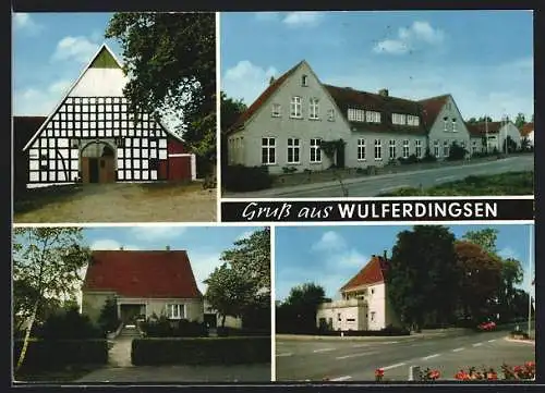 AK Wulferdingsen /Kr. Minden, Wohnhaus, Fachwerkhaus, Strassenpartie