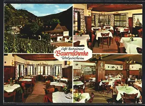 AK Ahrweiler-Walporzheim, Cafe-Restaurant Bauernschenke, Innenansichten